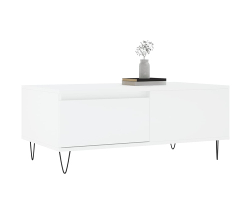 Mesa de centro madera contrachapada blanco 90x50x36,5 cm