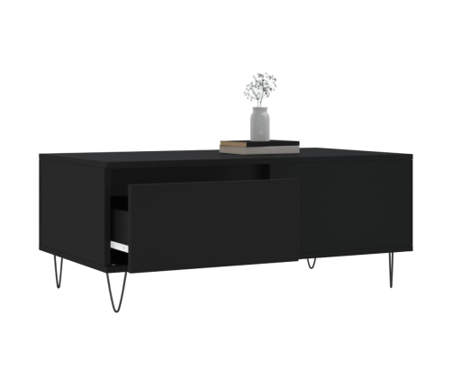 vidaXL Mesa de centro madera contrachapada negro 90x50x36,5 cm