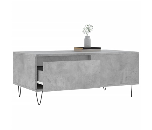 Mesa de centro madera contrachapada gris hormigón 90x50x36,5 cm