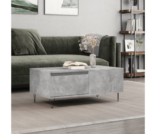 Mesa de centro madera contrachapada gris hormigón 90x50x36,5 cm