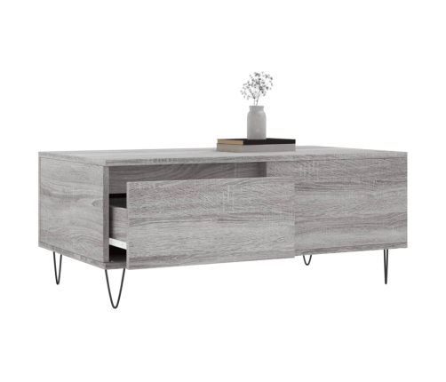 Mesa de centro madera contrachapada gris Sonoma 90x50x36,5 cm