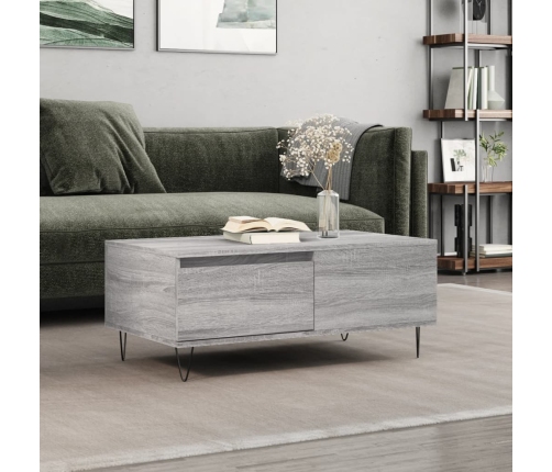 Mesa de centro madera contrachapada gris Sonoma 90x50x36,5 cm