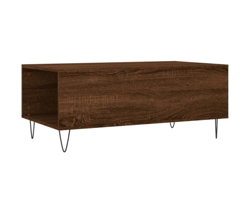 Mesa de centro madera contrachapada marrón roble 90x50x36,5 cm