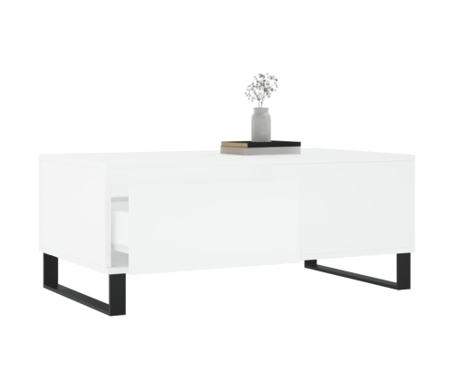 Mesa de centro madera contrachapada blanco 90x50x36,5 cm