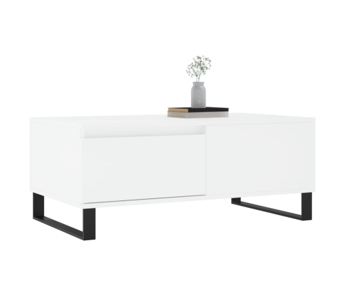 Mesa de centro madera contrachapada blanco 90x50x36,5 cm