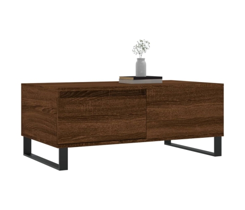 Mesa de centro madera contrachapada marrón roble 90x50x36,5 cm