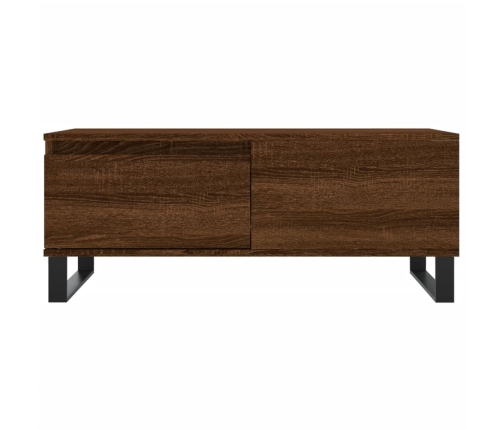 Mesa de centro madera contrachapada marrón roble 90x50x36,5 cm