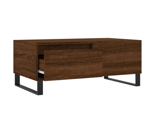 Mesa de centro madera contrachapada marrón roble 90x50x36,5 cm