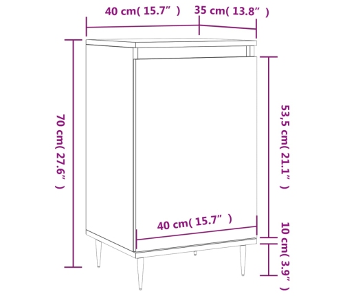 Aparador madera de ingeniería roble Sonoma 40x35x70 cm