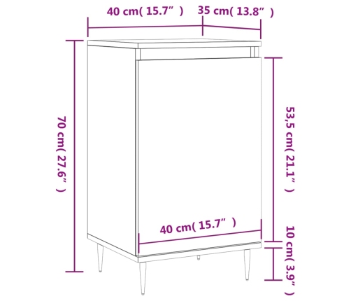 Aparador madera de ingeniería marrón roble 40x35x70 cm