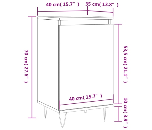 Aparador madera de ingeniería blanco 40x35x70 cm