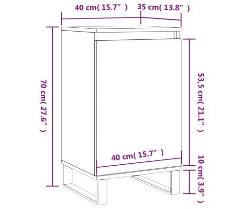 Aparador madera de ingeniería gris hormigón 40x35x70 cm