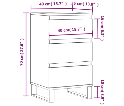 Aparador madera de ingeniería roble ahumado 40x35x70 cm