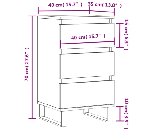 Aparador madera de ingeniería gris Sonoma 40x35x70 cm