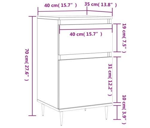 Aparador madera de ingeniería marrón roble 40x35x70 cm