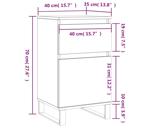 Aparador madera de ingeniería blanco 40x35x70 cm