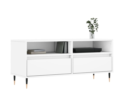 vidaXL Mueble para TV madera contrachapada blanco 100x34,5x44,5 cm