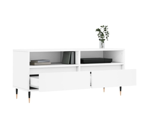 vidaXL Mueble para TV madera contrachapada blanco 100x34,5x44,5 cm