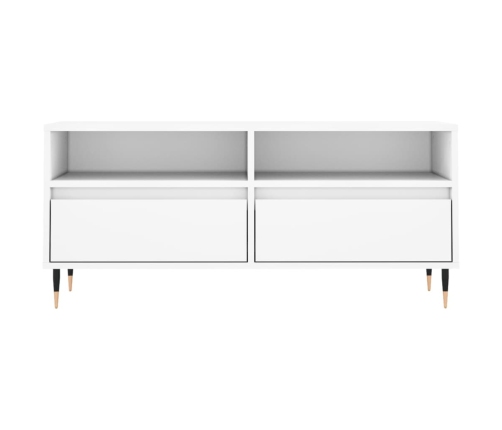 vidaXL Mueble para TV madera contrachapada blanco 100x34,5x44,5 cm