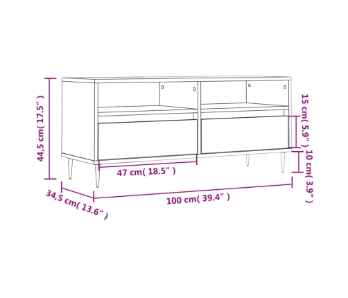 vidaXL Mueble para TV madera contrachapada blanco 100x34,5x44,5 cm