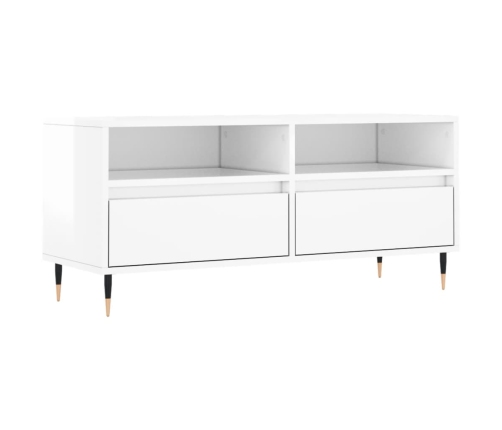 Mueble de TV madera contrachapada blanco brillo 100x34,5x44,5cm