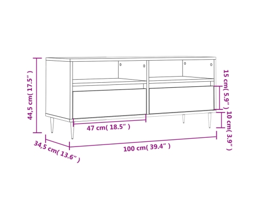 Mueble de TV madera contrachapada gris hormigón 100x34,5x44,5cm