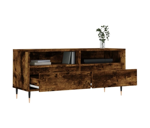 Mueble de TV madera contrachapada roble ahumado 100x34,5x44,5cm