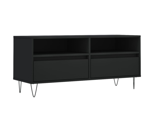 vidaXL Mueble de TV madera contrachapada negro 100x34,5x44,5 cm