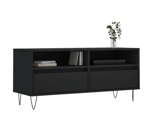 vidaXL Mueble de TV madera contrachapada negro 100x34,5x44,5 cm