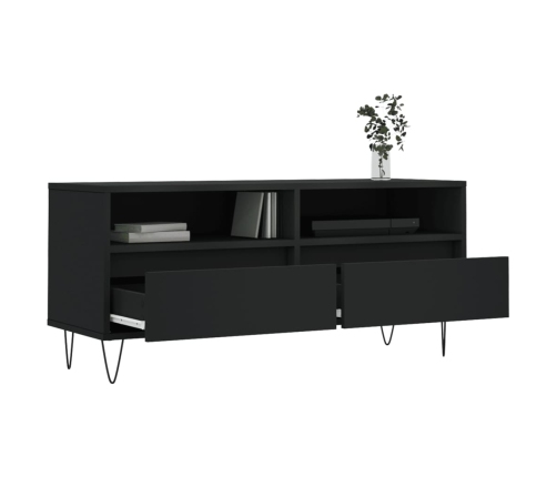 vidaXL Mueble de TV madera contrachapada negro 100x34,5x44,5 cm