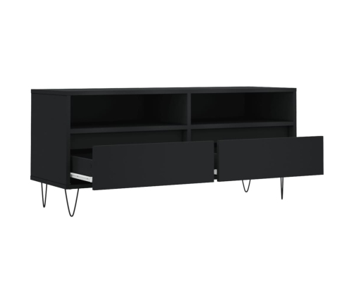 vidaXL Mueble de TV madera contrachapada negro 100x34,5x44,5 cm