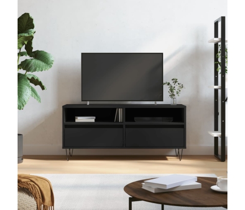 vidaXL Mueble de TV madera contrachapada negro 100x34,5x44,5 cm