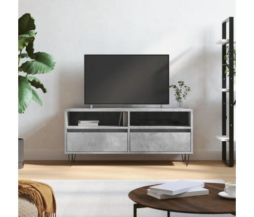 Mueble de TV madera contrachapada gris hormigón 100x34,5x44,5cm