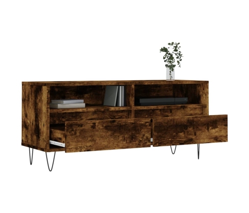 Mueble de TV madera contrachapada roble ahumado 100x34,5x44,5cm