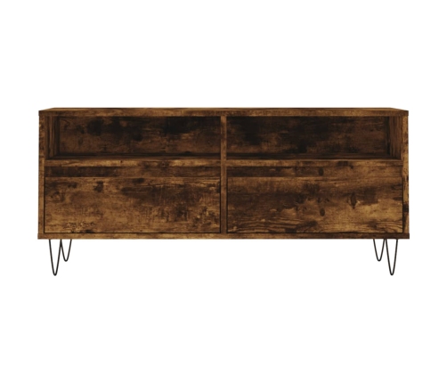 Mueble de TV madera contrachapada roble ahumado 100x34,5x44,5cm