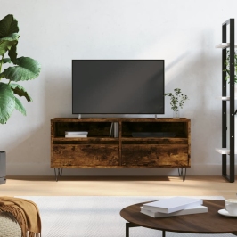 Mueble de TV madera contrachapada roble ahumado 100x34,5x44,5cm