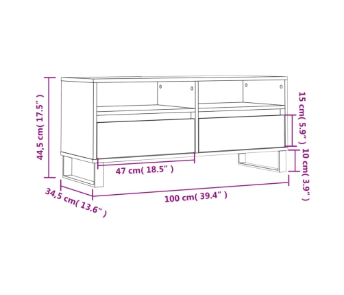 Mueble para TV madera contrachapada blanco 100x34,5x44,5 cm