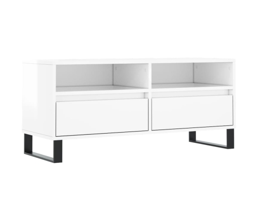 Mueble de TV madera contrachapada blanco brillo 100x34,5x44,5cm