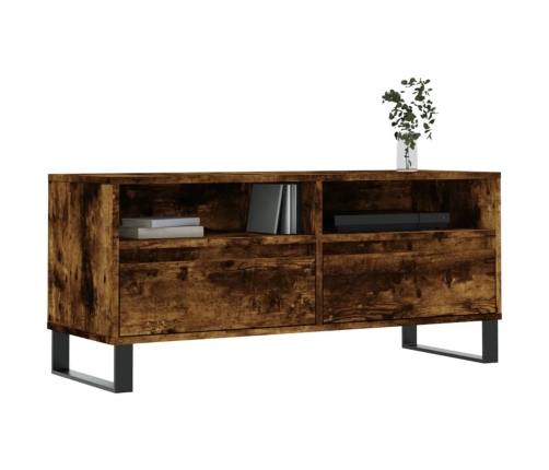 Mueble de TV madera contrachapada roble ahumado 100x34,5x44,5cm