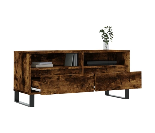 Mueble de TV madera contrachapada roble ahumado 100x34,5x44,5cm