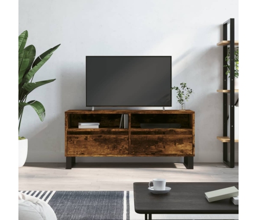 Mueble de TV madera contrachapada roble ahumado 100x34,5x44,5cm