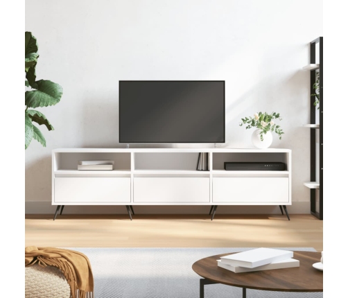 Mueble de TV madera contrachapada blanco 150x30x44,5 cm