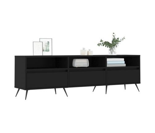 Mueble de TV madera contrachapada negro 150x30x44,5 cm