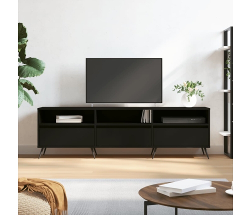 Mueble de TV madera contrachapada negro 150x30x44,5 cm