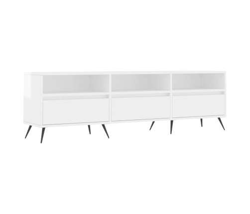 Mueble de TV madera contrachapada blanco brillo 150x30x44,5 cm