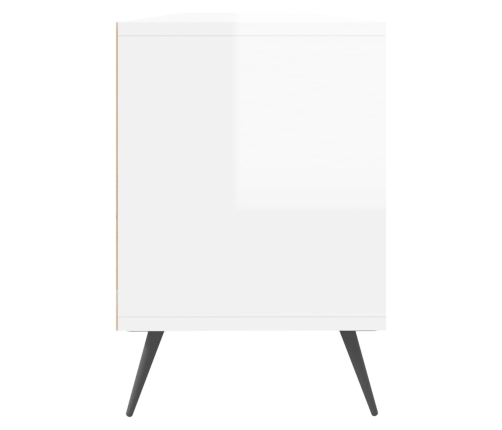 Mueble de TV madera contrachapada blanco brillo 150x30x44,5 cm