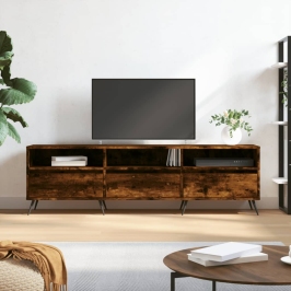 Mueble de TV madera contrachapada roble ahumado 150x30x44,5 cm