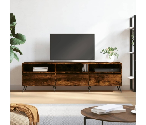 Mueble de TV madera contrachapada roble ahumado 150x30x44,5 cm