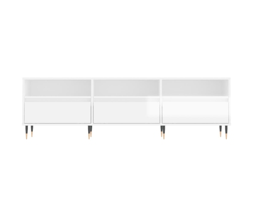 Mueble de TV madera contrachapada blanco brillo 150x30x44,5 cm