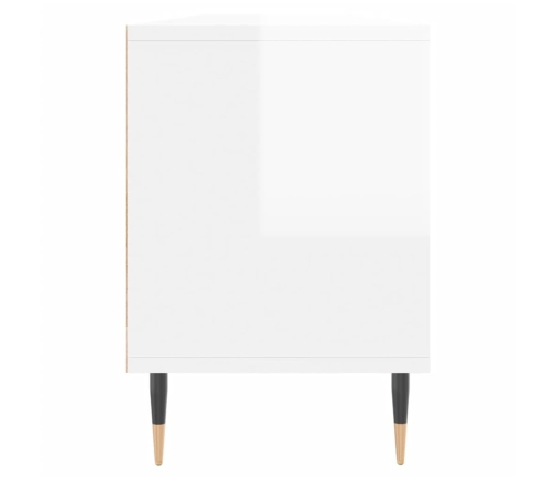 Mueble de TV madera contrachapada blanco brillo 150x30x44,5 cm